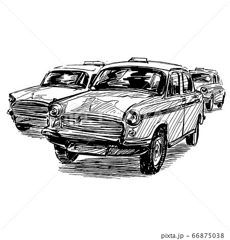 Drawing of the taxi in India Drawing of the taxi in India 66875038