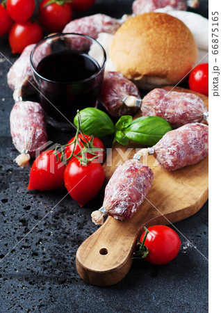 Delicious italian salami on the table 66875165