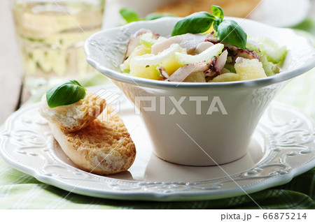 Healthy salad with octopus, celery and potato Healthy salad with octopus, celery and potato 66875214