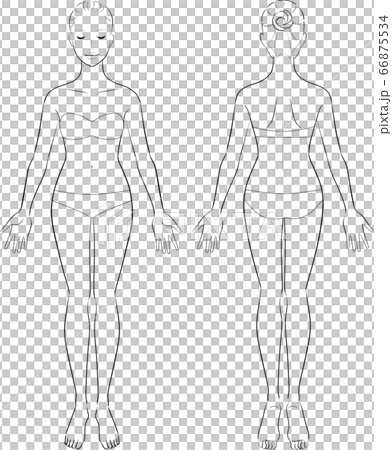 Female beauty swimwear whole body underwear line drawing 66875534