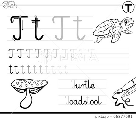 Learn To Write Letter T Workbook For Childrenのイラスト素材