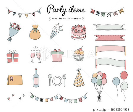 Set Of Hand Drawn Illustrations Of Party Stock Illustration