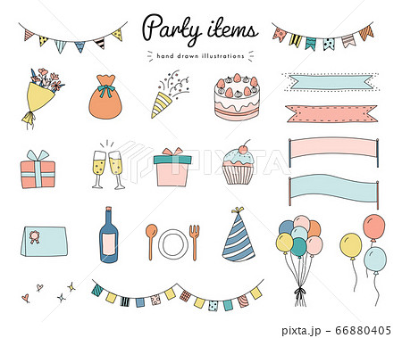 Set Of Hand Drawn Illustrations Of Party Stock Illustration