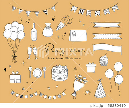 Set Of Hand Drawn Illustrations Of Party Stock Illustration