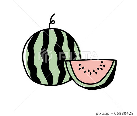 手書きのスイカのイラスト カット 素材 夏のイラスト素材