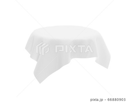White tablecloth on invisible round table. 3d rendering illustration 66880903