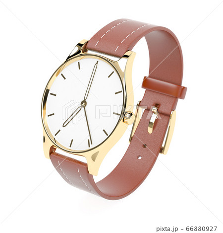 Wrist watch. White dial with golden case and brown leather bracelet Wrist watch. White dial with golden case and brown leather bracelet 66880927