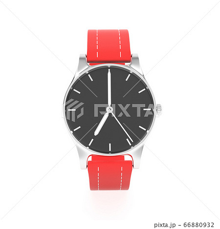 Watch with red bracelet. Front view 66880932