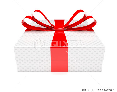 Gift box with red ribbon. 3d rendering illustration Gift box with red ribbon. 3d rendering illustration 66880967