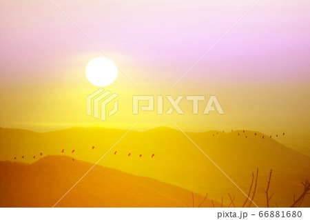 sunset on top of Wong Phra Jun mountain and 66881680