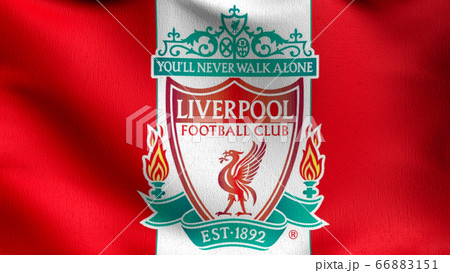 Liverpool flag blowing in the wind isolated,のイラスト素材