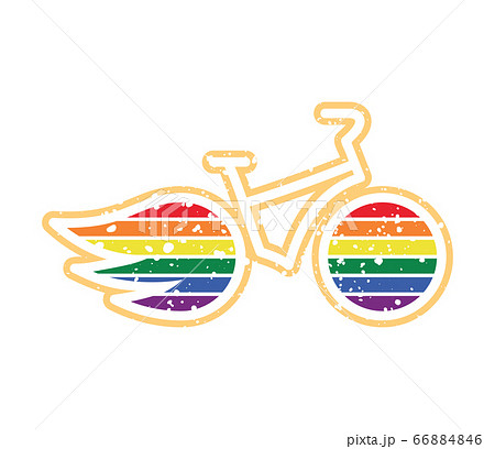 Bike icon with colors of lgbt flag wheels, vector Bike icon with colors of lgbt flag wheels, vector 66884846