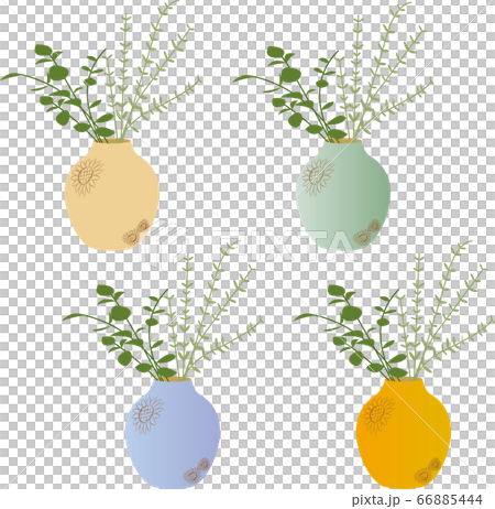 Vase with plants and sunflower pattern Vase with plants and sunflower pattern 66885444