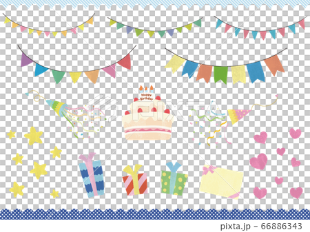 一套手繪花環，禮物和生日蛋糕 66886343