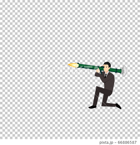 バズーカー砲を放つサラリーマン(人のみ) 66886587