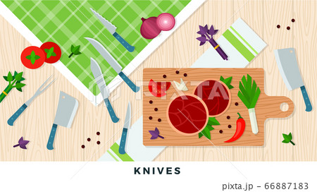Meat knives. Vector illustration in flat design. Cooking banner. 66887183