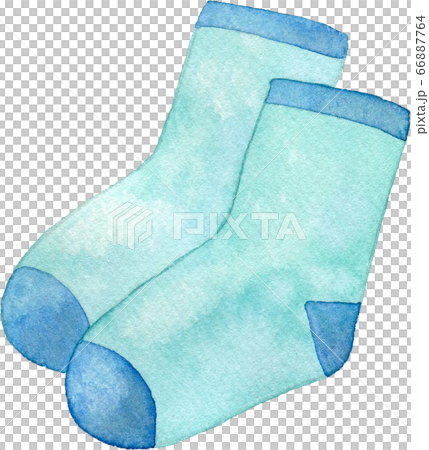 淺藍色襪子水彩插圖 淺藍色襪子水彩插圖 66887764