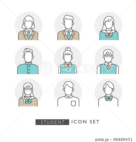 さまざまな学生のバリエーションアイコン 66889451