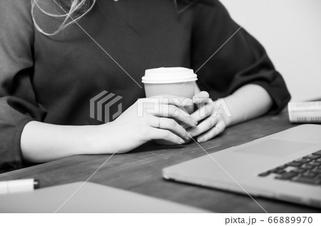 テレワークする若い女性 テレワークする若い女性 66889970