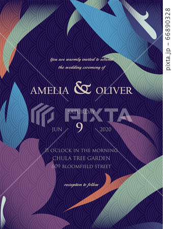 Floral background with wedding card template Floral background with wedding card template 66890328