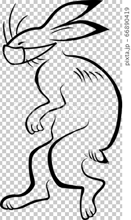 マスク姿のウサギ 鳥獣戯画 のイラスト素材
