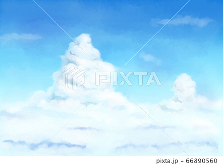 入道雲のある夏の晴れた空 ヨコ のイラスト素材