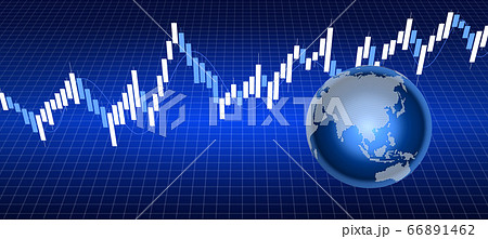 株価チャートと地球（アジア） 66891462