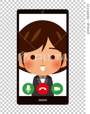 Image of WEB interview and video call with smartphone Image of WEB interview and video call with smartphone 66895319