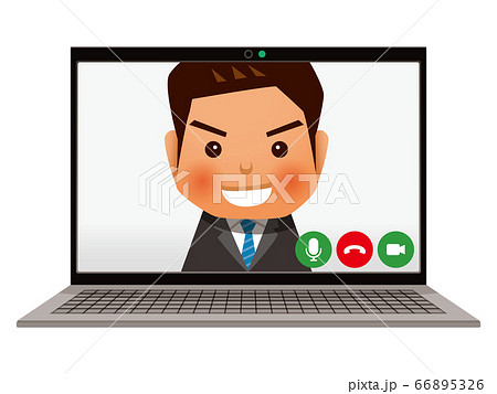 パソコンでWEB面接・ビデオ通話イメージ 66895326