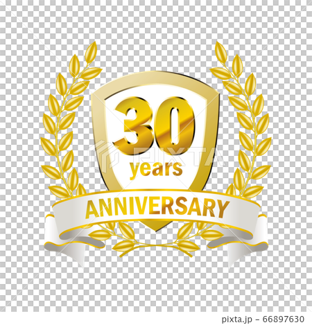 月桂樹・月桂冠をモチーフにした3D立体のアニバーサリーのエンブレムロゴ白|30周年 月桂樹・月桂冠をモチーフにした3D立体のアニバーサリーのエンブレムロゴ白|30周年 66897630