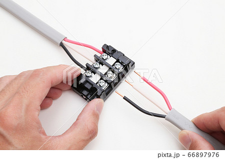 電線ケーブルの接続イメージ 電気工事 士電気工事 端子台への結線 の写真素材 [66897976] - Pixta