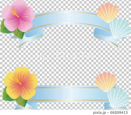 夏季芙蓉花殼熱帶絲帶磁帶插圖材料集變化 66899413