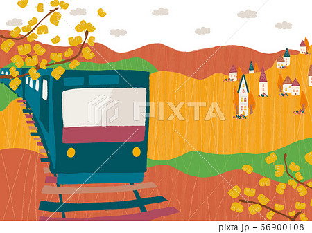 秋の電車のイラスト素材