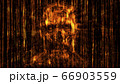 Scary neon skull abstraction from horizontal lines 66903559