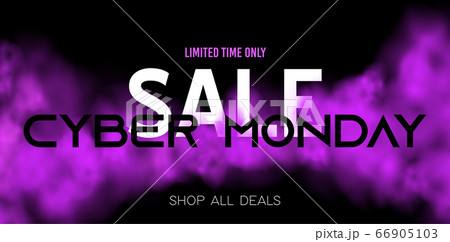 Cyber monday sale concept on dark background with purple smoke. Transparent mist. fog cloud. For design website, night club poster, advertising flyer 66905103