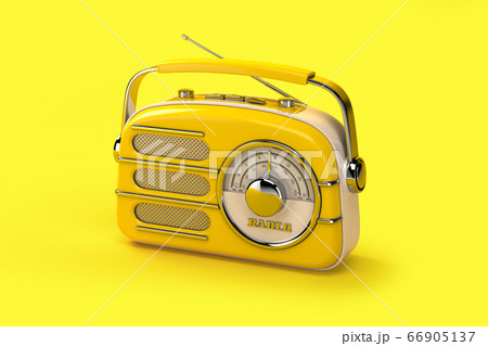 Yellow Vintage Radio On Yellow Background のイラスト素材 66905137 Pixta
