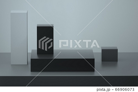 Abstract still life black and gray boxes on a gray background 3D image 66906073