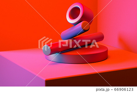 Abstract image of red cylinders on a pedestal 3D image Abstract image of red cylinders on a pedestal 3D image 66906123