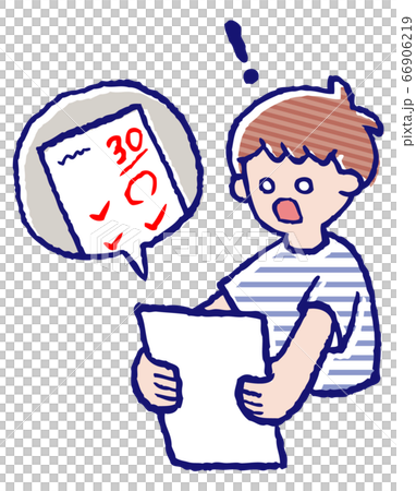 テストの結果に驚く子供のイラスト素材