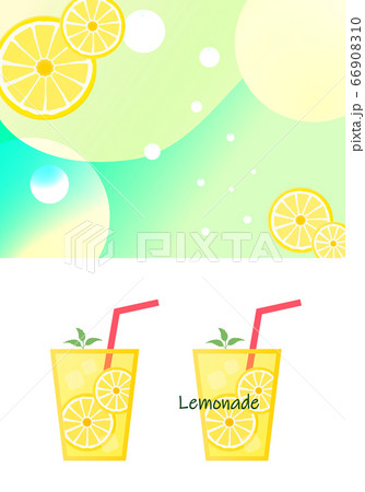 レモンの壁紙とレモネードのカットイラストのセットのイラスト素材