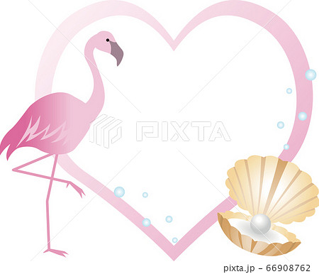 夏のイメージ フラミンゴ フレーム ふきだし 飾り枠 コピースペースのイラスト素材
