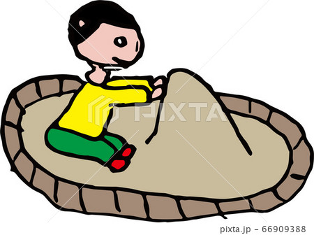 砂場で遊ぶ男の子のイラスト素材