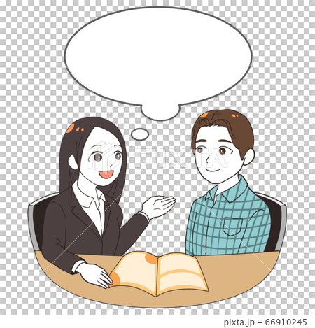 説明する女性社員 吹き出し のイラスト素材