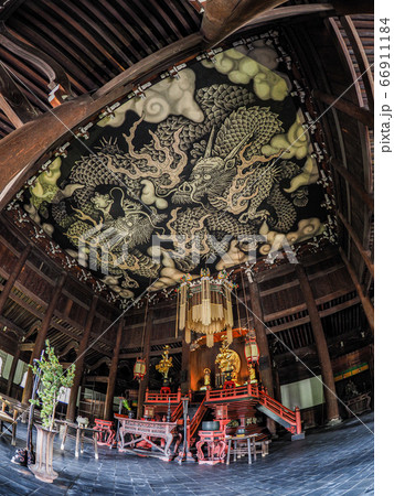 京都 建仁寺 龍の天井画の写真素材