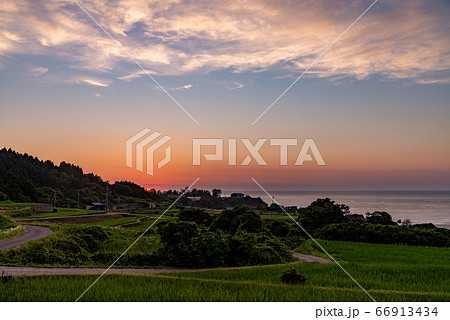 （京都府）袖志の棚田　夕景 66913434