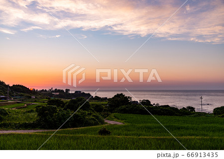 （京都府）袖志の棚田　夕景 66913435