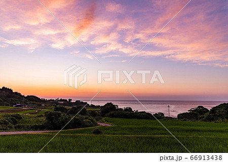 （京都府）袖志の棚田　夕景 66913438