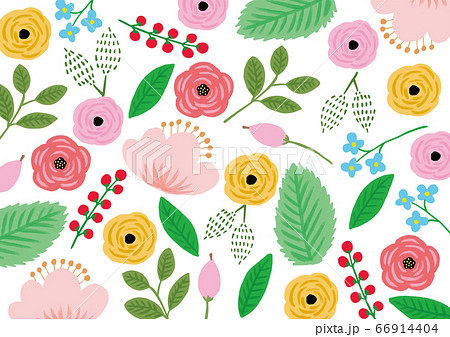 色んな花 模様 手描きのイラスト素材 色んな花 模様 手描きのイラスト素材