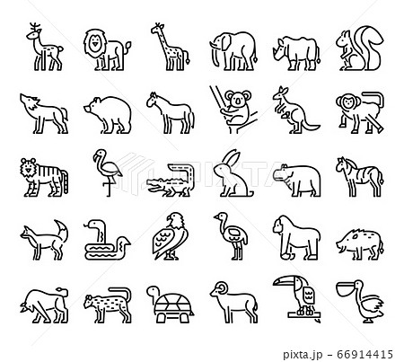 wild animals outline vector icons - Stock Illustration [66914415] - PIXTA