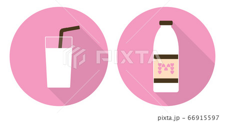 Flat vector milk glass and milk bottle Flat vector milk glass and milk bottle 66915597